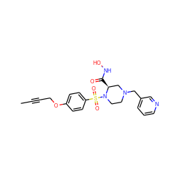 CC#CCOc1ccc(S(=O)(=O)N2CCN(Cc3cccnc3)C[C@@H]2C(=O)NO)cc1 ZINC000028526223