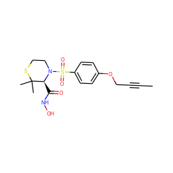 CC#CCOc1ccc(S(=O)(=O)N2CCSC(C)(C)[C@@H]2C(=O)NO)cc1 ZINC000003817227