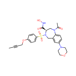 CC#CCOc1ccc(S(=O)(=O)N2Cc3cc(N4CCOCC4)ccc3N(C(C)=O)C[C@@H]2C(=O)NO)cc1 ZINC000028372248
