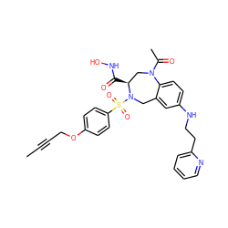 CC#CCOc1ccc(S(=O)(=O)N2Cc3cc(NCCc4ccccn4)ccc3N(C(C)=O)C[C@@H]2C(=O)NO)cc1 ZINC000028370509