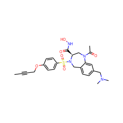 CC#CCOc1ccc(S(=O)(=O)N2Cc3ccc(CN(C)C)cc3N(C(C)=O)C[C@@H]2C(=O)NO)cc1 ZINC000028350333