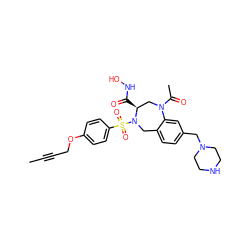 CC#CCOc1ccc(S(=O)(=O)N2Cc3ccc(CN4CCNCC4)cc3N(C(C)=O)C[C@@H]2C(=O)NO)cc1 ZINC000028375253