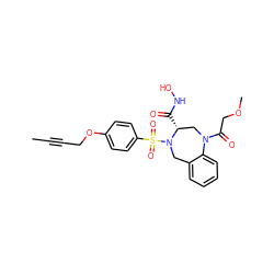 CC#CCOc1ccc(S(=O)(=O)N2Cc3ccccc3N(C(=O)COC)C[C@H]2C(=O)NO)cc1 ZINC000003924187