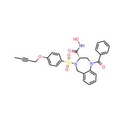 CC#CCOc1ccc(S(=O)(=O)N2Cc3ccccc3N(C(=O)c3ccccc3)C[C@H]2C(=O)NO)cc1 ZINC000003820774