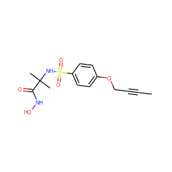 CC#CCOc1ccc(S(=O)(=O)NC(C)(C)C(=O)NO)cc1 ZINC000013537394