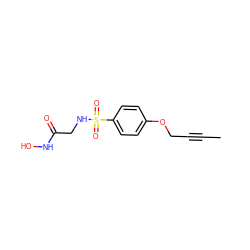 CC#CCOc1ccc(S(=O)(=O)NCC(=O)NO)cc1 ZINC000013537372