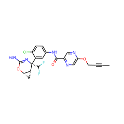 CC#CCOc1cnc(C(=O)Nc2ccc(Cl)c([C@]3(C(F)F)N=C(N)O[C@H]4C[C@H]43)c2)cn1 ZINC000226125923