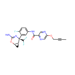 CC#CCOc1cnc(C(=O)Nc2ccc(F)c([C@@]3(C(F)F)N=C(N)O[C@@H]4C[C@@H]43)c2)cn1 ZINC000226079197