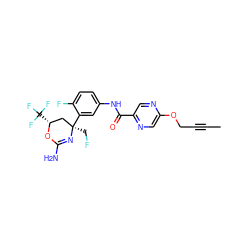 CC#CCOc1cnc(C(=O)Nc2ccc(F)c([C@]3(CF)C[C@@H](C(F)(F)F)OC(N)=N3)c2)cn1 ZINC000141937352