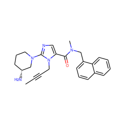 CC#CCn1c(C(=O)N(C)Cc2cccc3ccccc23)cnc1N1CCC[C@@H](N)C1 ZINC000029044882