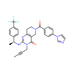 CC#CCn1c(N[C@@H](C)c2ccc(C(F)(F)F)cc2)nc2c(c1=O)CN(C(=O)c1ccc(-n3ccnc3)cc1)CC2 ZINC000113829128