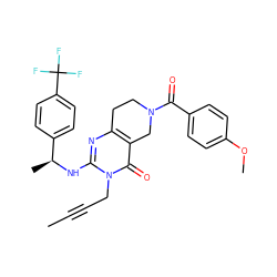 CC#CCn1c(N[C@@H](C)c2ccc(C(F)(F)F)cc2)nc2c(c1=O)CN(C(=O)c1ccc(OC)cc1)CC2 ZINC000113829269