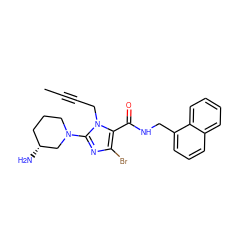 CC#CCn1c(N2CCC[C@@H](N)C2)nc(Br)c1C(=O)NCc1cccc2ccccc12 ZINC000029044197