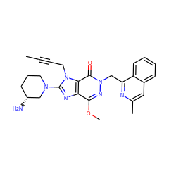 CC#CCn1c(N2CCC[C@@H](N)C2)nc2c(OC)nn(Cc3nc(C)cc4ccccc34)c(=O)c21 ZINC000029045038