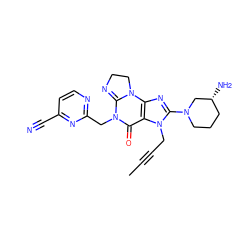 CC#CCn1c(N2CCC[C@@H](N)C2)nc2c1C(=O)N(Cc1nccc(C#N)n1)C1=NCCN12 ZINC000169701449