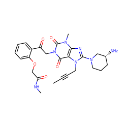 CC#CCn1c(N2CCC[C@@H](N)C2)nc2c1c(=O)n(CC(=O)c1ccccc1OCC(=O)NC)c(=O)n2C ZINC000003838242