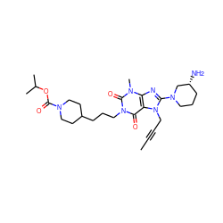 CC#CCn1c(N2CCC[C@@H](N)C2)nc2c1c(=O)n(CCCC1CCN(C(=O)OC(C)C)CC1)c(=O)n2C ZINC001772637591