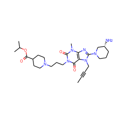 CC#CCn1c(N2CCC[C@@H](N)C2)nc2c1c(=O)n(CCCN1CCC(C(=O)OC(C)C)CC1)c(=O)n2C ZINC001772630457