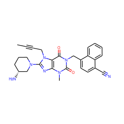 CC#CCn1c(N2CCC[C@@H](N)C2)nc2c1c(=O)n(Cc1ccc(C#N)c3ccccc13)c(=O)n2C ZINC000114288771