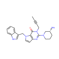 CC#CCn1c(N2CCC[C@@H](N)C2)nc2ccn(Cc3c[nH]c4ccccc34)c2c1=O ZINC000095601161