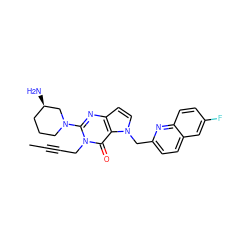 CC#CCn1c(N2CCC[C@@H](N)C2)nc2ccn(Cc3ccc4cc(F)ccc4n3)c2c1=O ZINC000095602944