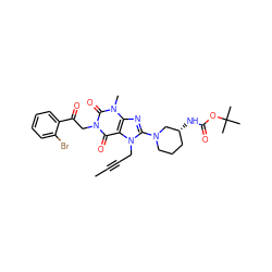 CC#CCn1c(N2CCC[C@@H](NC(=O)OC(C)(C)C)C2)nc2c1c(=O)n(CC(=O)c1ccccc1Br)c(=O)n2C ZINC000150006582