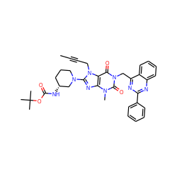 CC#CCn1c(N2CCC[C@@H](NC(=O)OC(C)(C)C)C2)nc2c1c(=O)n(Cc1nc(-c3ccccc3)nc3ccccc13)c(=O)n2C ZINC000114291690