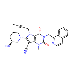 CC#CCn1c(N2CCC[C@H](N)C2)c(C#N)c2c1c(=O)n(Cc1nccc3ccccc13)c(=O)n2C ZINC000073292410