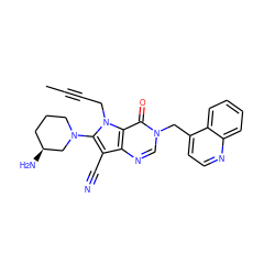 CC#CCn1c(N2CCC[C@H](N)C2)c(C#N)c2ncn(Cc3ccnc4ccccc34)c(=O)c21 ZINC000073279976