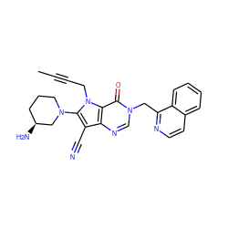 CC#CCn1c(N2CCC[C@H](N)C2)c(C#N)c2ncn(Cc3nccc4ccccc34)c(=O)c21 ZINC000073257526