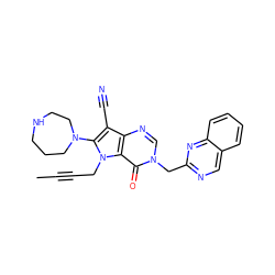 CC#CCn1c(N2CCCNCC2)c(C#N)c2ncn(Cc3ncc4ccccc4n3)c(=O)c21 ZINC000073280338