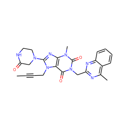 CC#CCn1c(N2CCNC(=O)C2)nc2c1c(=O)n(Cc1nc(C)c3ccccc3n1)c(=O)n2C ZINC000473247506