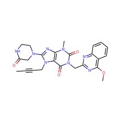 CC#CCn1c(N2CCNC(=O)C2)nc2c1c(=O)n(Cc1nc(OC)c3ccccc3n1)c(=O)n2C ZINC000473249059