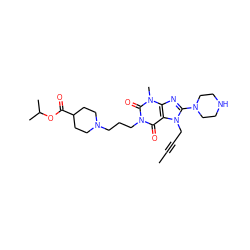 CC#CCn1c(N2CCNCC2)nc2c1c(=O)n(CCCN1CCC(C(=O)OC(C)C)CC1)c(=O)n2C ZINC001772651963