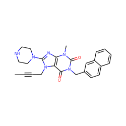 CC#CCn1c(N2CCNCC2)nc2c1c(=O)n(Cc1ccc3ccccc3c1)c(=O)n2C ZINC000473248746