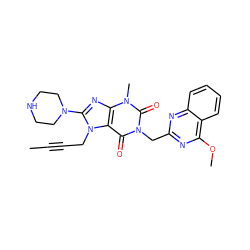 CC#CCn1c(N2CCNCC2)nc2c1c(=O)n(Cc1nc(OC)c3ccccc3n1)c(=O)n2C ZINC000473247783