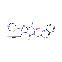 CC#CCn1c(N2CCNCC2)nc2c1c(=O)n(Cc1ncc3ccccc3n1)c(=O)n2C ZINC000473249369