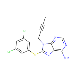 CC#CCn1c(Sc2cc(Cl)cc(Cl)c2)nc2c(N)ncnc21 ZINC000299871765