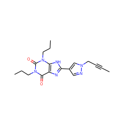 CC#CCn1cc(-c2nc3c(=O)n(CCC)c(=O)n(CCC)c3[nH]2)cn1 ZINC001772638710