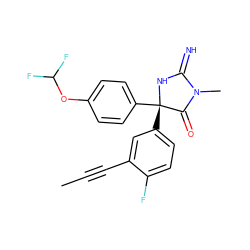 CC#Cc1cc([C@@]2(c3ccc(OC(F)F)cc3)NC(=N)N(C)C2=O)ccc1F ZINC000064512189