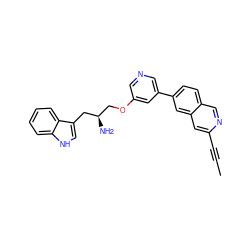 CC#Cc1cc2cc(-c3cncc(OC[C@@H](N)Cc4c[nH]c5ccccc45)c3)ccc2cn1 ZINC000014962608