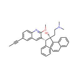 CC#Cc1ccc2nc(OC)c([C@@H](c3ccccc3)[C@@](O)(CCN(C)C)c3cccc4ccccc34)cc2c1 ZINC000137669086