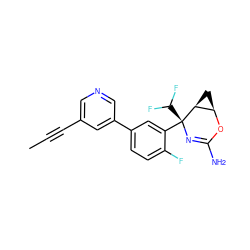 CC#Cc1cncc(-c2ccc(F)c([C@@]3(C(F)F)N=C(N)O[C@@H]4C[C@@H]43)c2)c1 ZINC000226076692