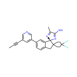 CC#Cc1cncc(-c2ccc3c(c2)[C@@]2(N=C(C)C(N)=N2)C2(CCC(F)(F)CC2)C3)c1 ZINC000169708605