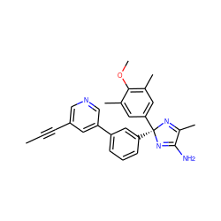 CC#Cc1cncc(-c2cccc([C@]3(c4cc(C)c(OC)c(C)c4)N=C(C)C(N)=N3)c2)c1 ZINC000095575292
