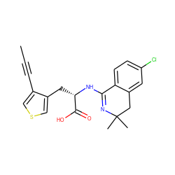 CC#Cc1cscc1C[C@H](NC1=NC(C)(C)Cc2cc(Cl)ccc21)C(=O)O ZINC000096908809