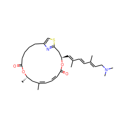 CC(/C=C/C(C)=C/[C@@H]1Cc2nc(cs2)CCCCC(=O)O[C@@H](C)C/C(C)=C/C=C\C(=O)O1)=C\CN(C)C ZINC000033974761