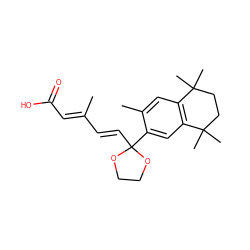 CC(/C=C/C1(c2cc3c(cc2C)C(C)(C)CCC3(C)C)OCCO1)=C\C(=O)O ZINC000013743087