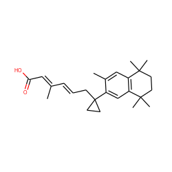 CC(/C=C/CC1(c2cc3c(cc2C)C(C)(C)CCC3(C)C)CC1)=C\C(=O)O ZINC000013487075