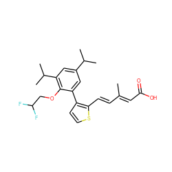 CC(/C=C/c1sccc1-c1cc(C(C)C)cc(C(C)C)c1OCC(F)F)=C\C(=O)O ZINC000013527141